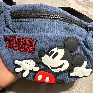 Disney Mickey Mouse Corduroy Kids Waist Bag in Blue with Red Accents